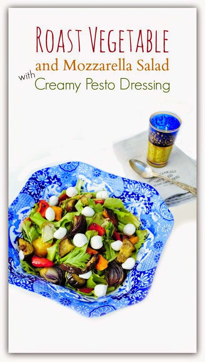 Roast Vegetable and Mozzarella Salad with a Creamy Pesto Salad - Tinned Tomatoes