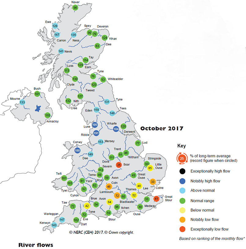 October 2017 UK Hydrological Summary | Centre for Ecology & Hydrology
