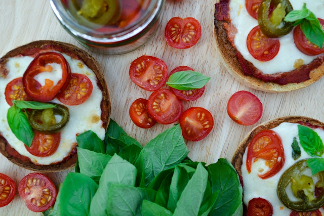 Mini Margherita Muffin Pizzas with Jalapenos - Tinned Tomatoes