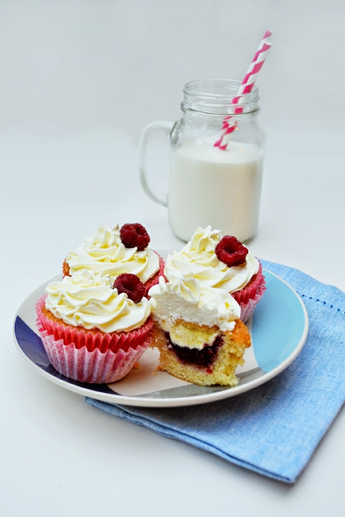 Vanilla Cupcakes with Clotted Cream and Raspberry Jam - Tinned Tomatoes
