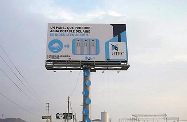 Il cartellone pubblicitario che produce acqua potabile dall'umidità a Lima (Perù) - Focus.it