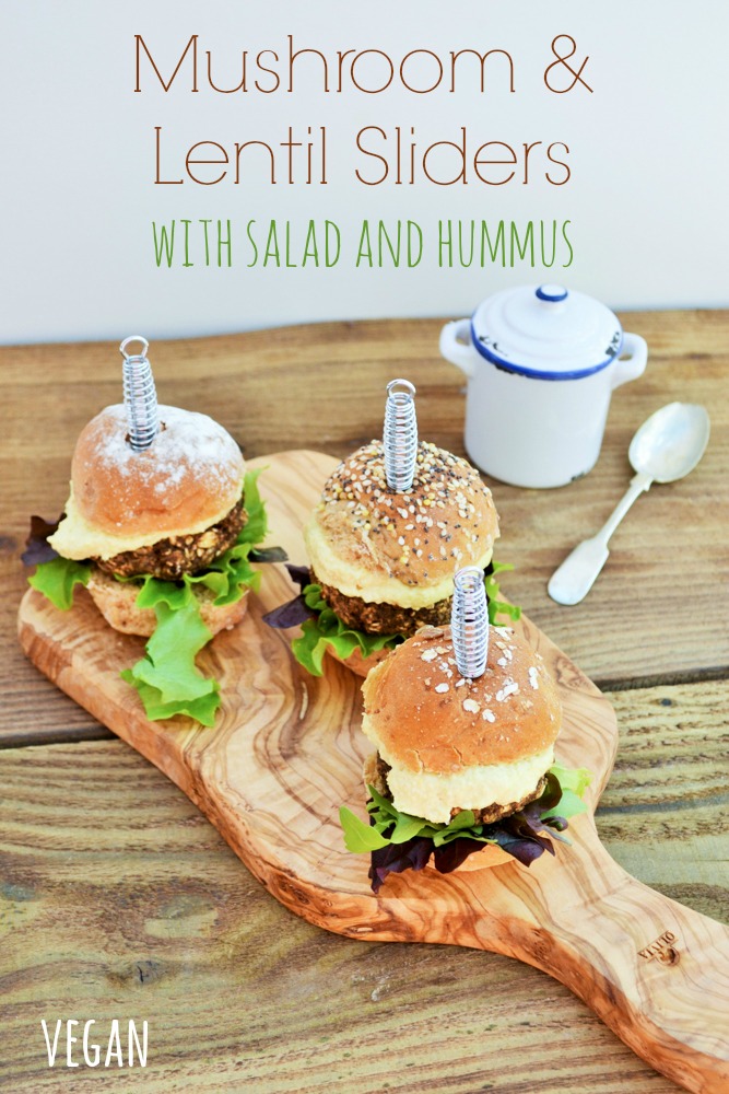 Mushroom and Lentil Sliders (mini vegan burgers) - Tinned Tomatoes