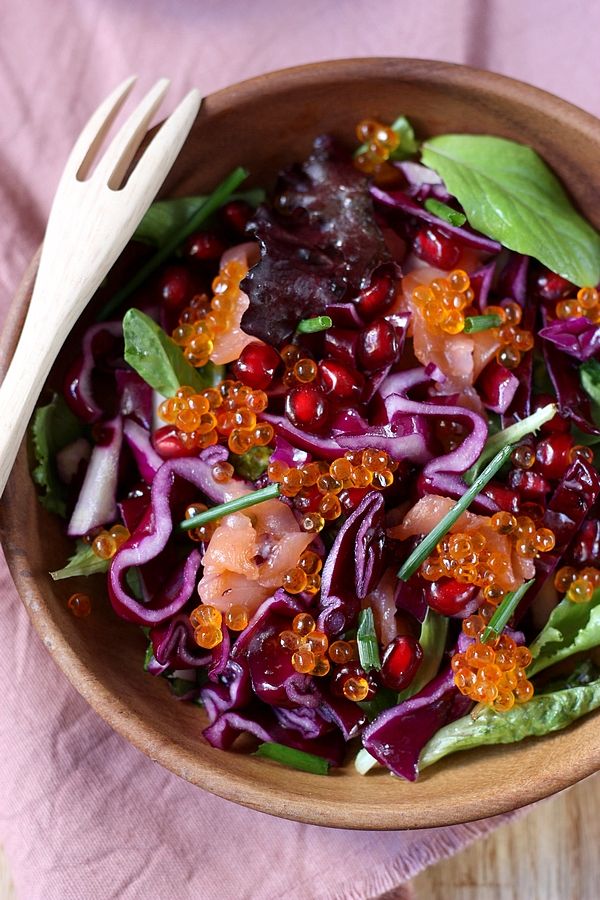 Salade de chou rouge au saumon - Gourmandiseries