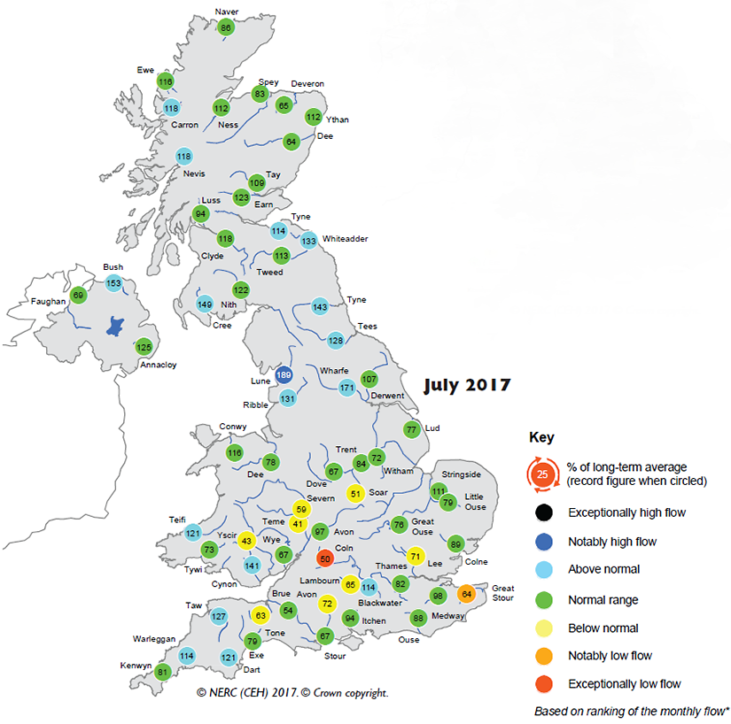 July 2017 UK Hydrological Summary | Centre for Ecology & Hydrology