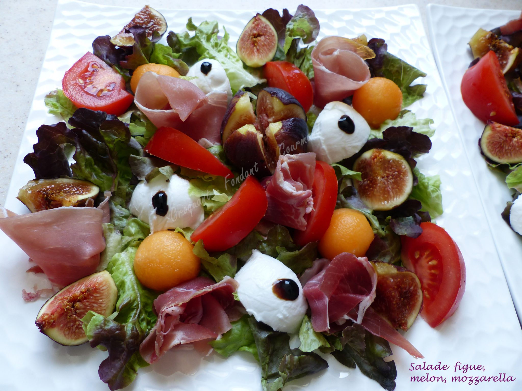 Salade figue, melon, mozzarella - Croquant Fondant Gourmand