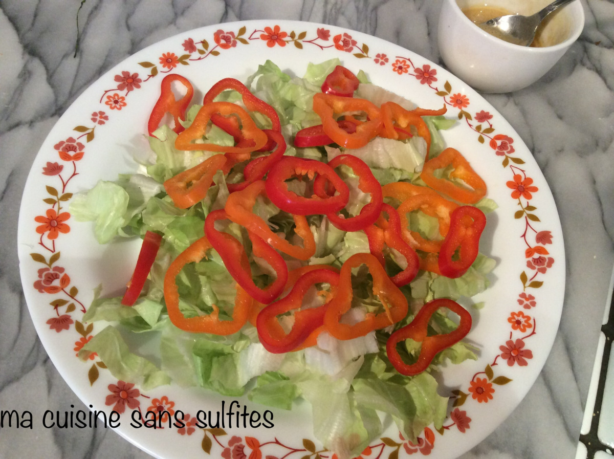 sauce vinaigrette au miso blanc et merci à Marie-Claude pour les légumes de cette jolie salade! – ma cuisine sans sulfites