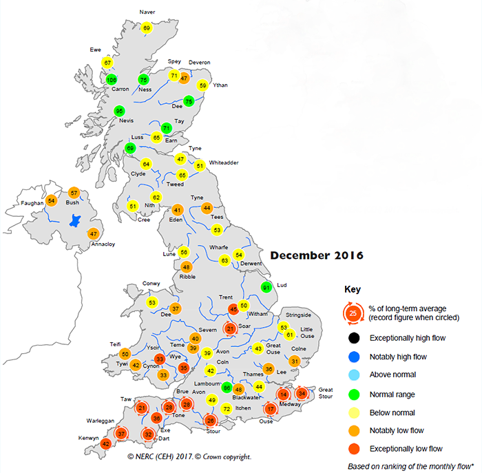 Remarkably dry December for most of the UK with below normal river flows in many areas | Centre for Ecology & Hydrology