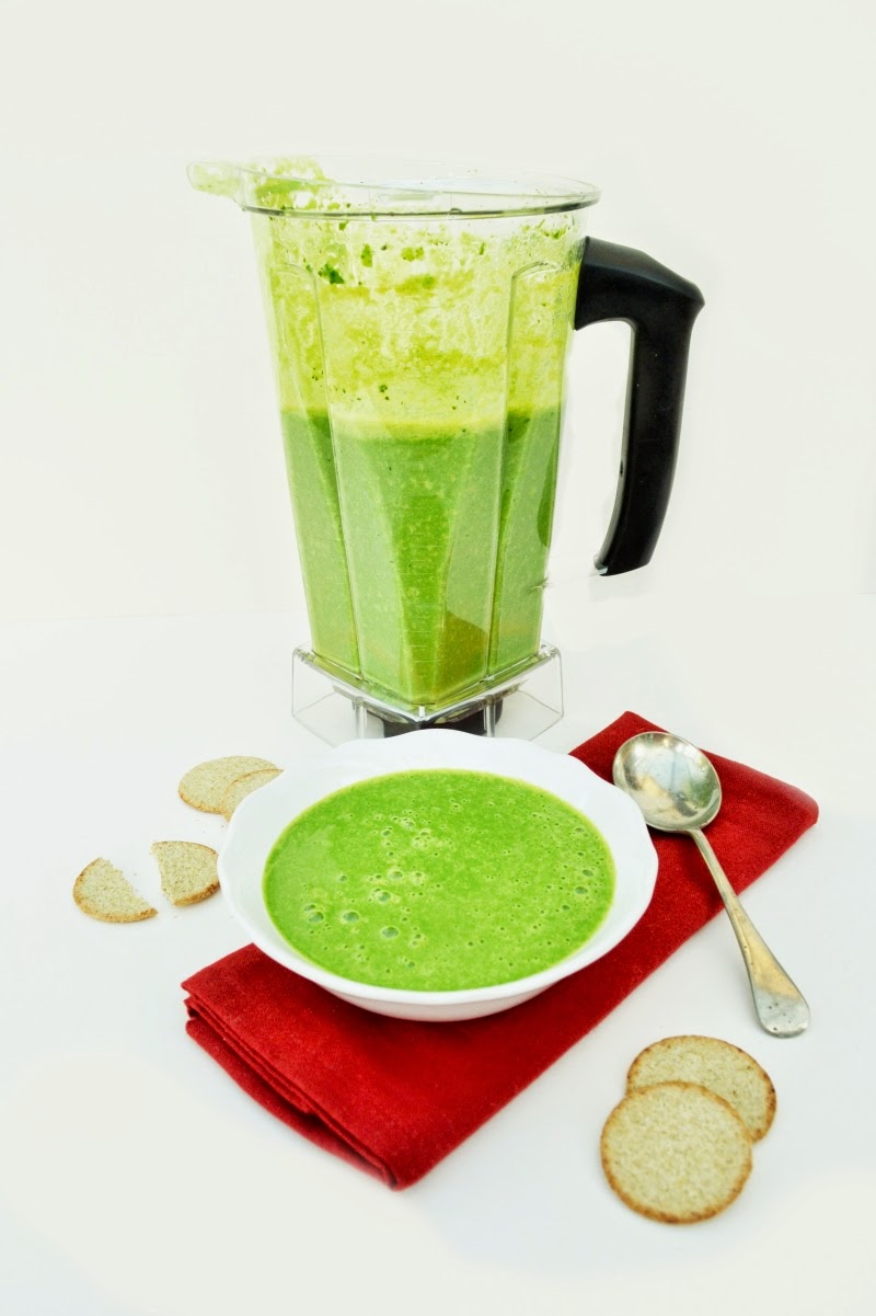 Quick Green Freezer Soup made in a Blender for the 5:2 Diet - Tinned Tomatoes