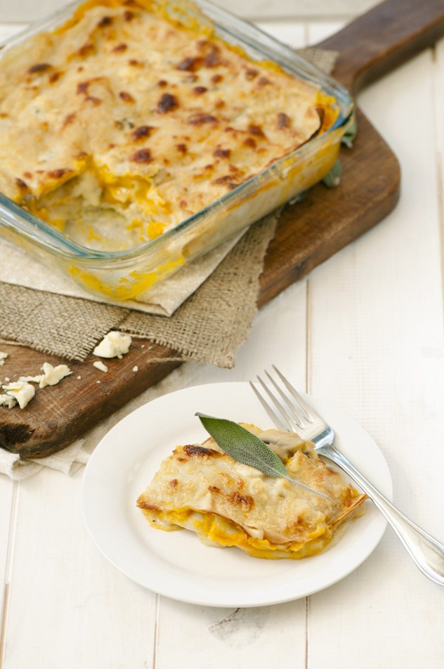 Lasagna de Butternut, salvia, champiñones y queso azul. - Espacio Culinario