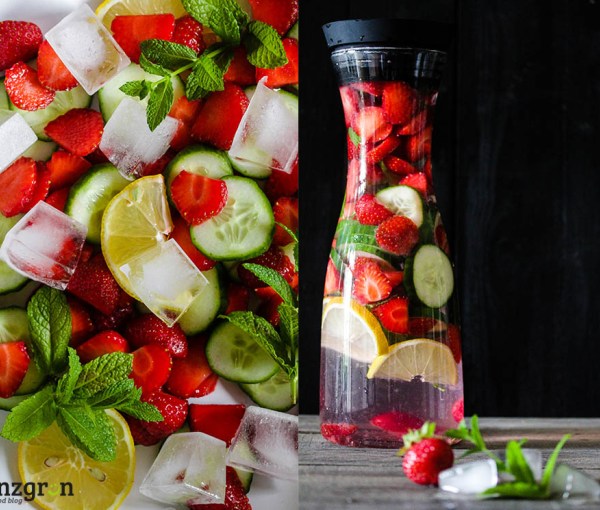 Natürlicher Durstlöscher: Erdbeer-Gurken-Wasser mit Minze