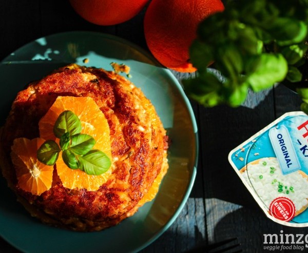 Hüttenkäse-Pancakes mit Orange und Basilikum | minzgrün