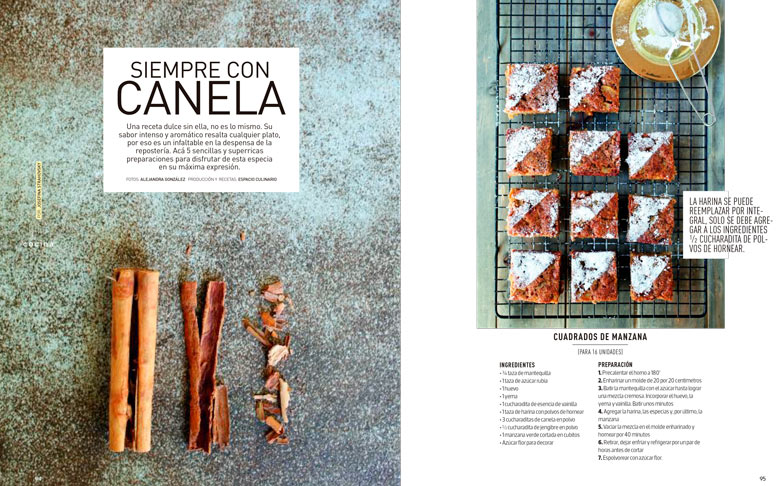 Recetas con Canela en revista MujerLT - Espacio Culinario