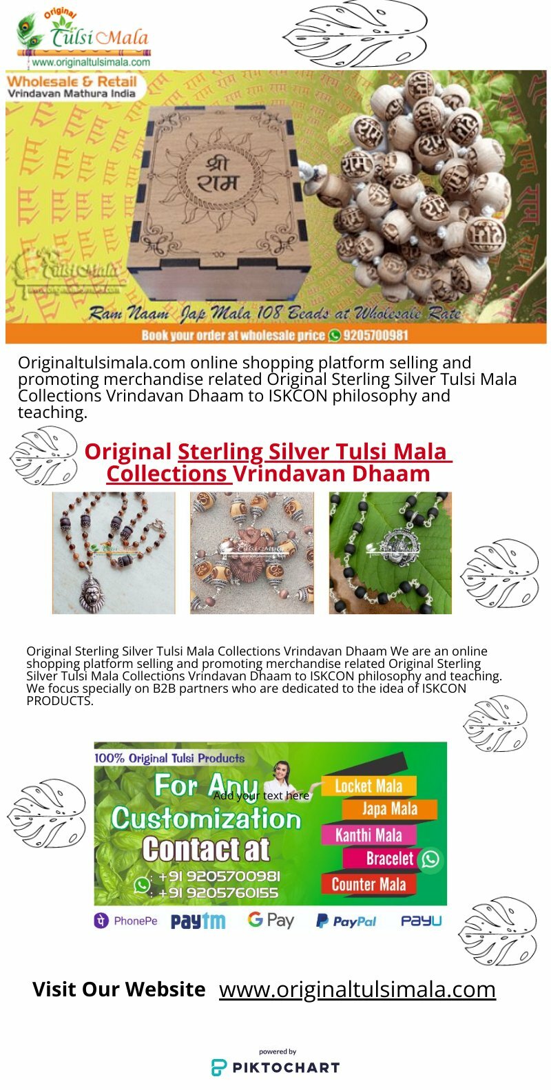 Original Sterling Silver Tulsi Mala Collections Vrindavan | Piktochart Visual Editor